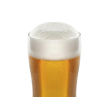 Glass of beer isolated on white backgroundの写真素材
