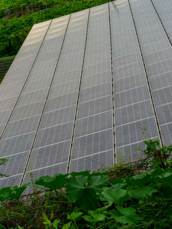 Solar panels installed on the mountain