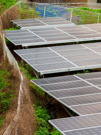 Solar panels installed on the mountain