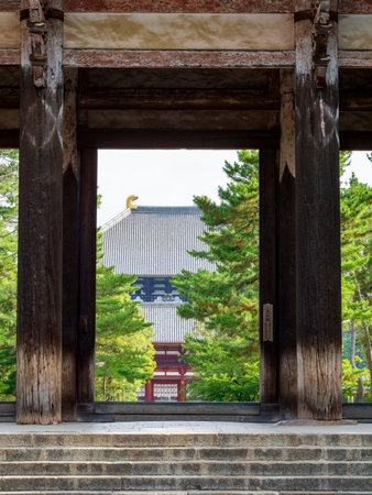 Scenery of Todaiji Namdaemun and the Great Buddha Hallのeditorial素材