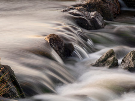 Early morning river natural purification facilityの写真素材