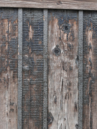 Image of exterior wall material of baked cedar boardの写真素材