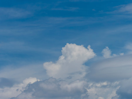 Midsummer blue sky and cumulonimbus cloudsの写真素材