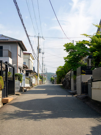 Residential area built on a slopeの写真素材