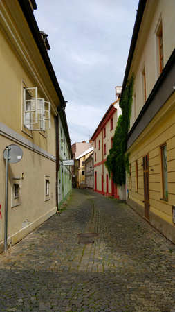 Historical street in medieval Czech town of Ceske Budejovice.