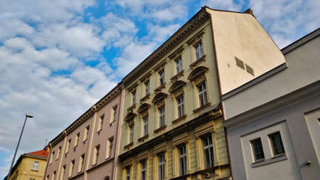 Prague, Czech Republic - August 24, 2021: Old municipal apartment buildings in Karlin district during beautiful summer weather.のeditorial素材