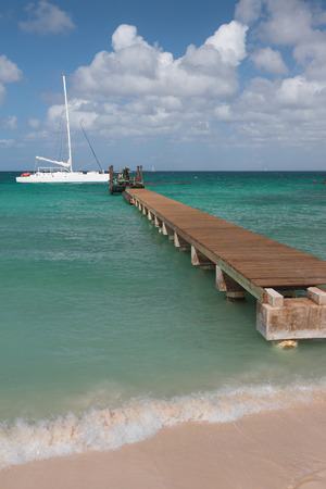 Yacht and pier. Isla Saona, La Romana, Dominican Republicの写真素材