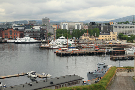 Port, Akerbrygge Embankment. Oslo, Norwayのeditorial素材
