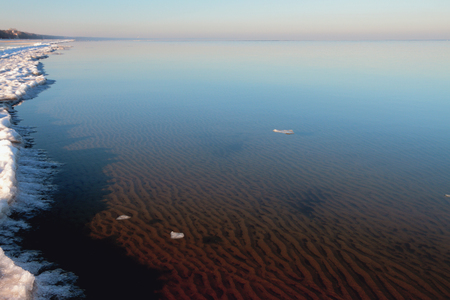 Gulf of Riga in winter morning. Jurmala, Latviaの写真素材