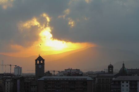 Sunset in Liguria. Savona, Italyの写真素材