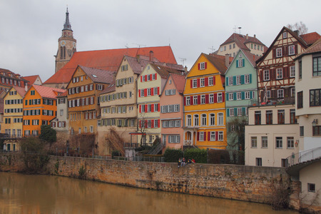 Neckar River and city. Tubingen, Baden-Wurttemberg, Germanyのeditorial素材