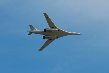 Kazan, Russia - Aug 10, 2018: TU-160 plane in flight