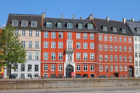 Copenhagen, Denmark - Jun 09, 2012: Houses on Nybrogade Streetのeditorial素材