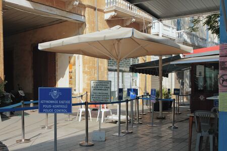 Nicosia, Cyprus - Oct 27, 2019: Border crossing on Ledra Streetのeditorial素材