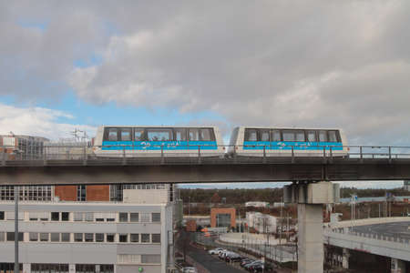 Frankfurt am Main, Germany - Jan 10, 2020: Monorail road at airport