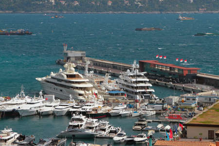 Monte Carlo, Monaco - Apr 19, 2019: Yacht port on seashoreのeditorial素材