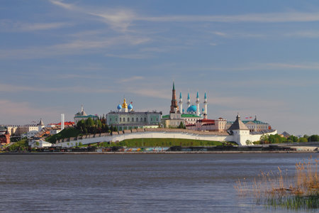 Ancient fortified city on river bank. Kazan, Russiaの写真素材
