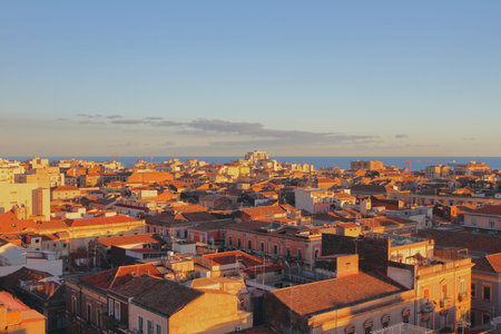 City on seashore. Catania, Sicily, Italyの写真素材