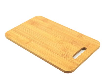 Wooden cutting board isolated on a white background.の写真素材