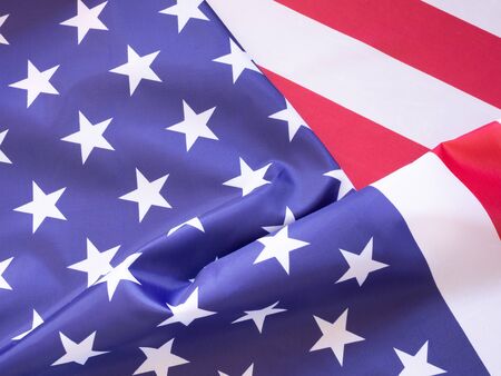 Close-up, the beautiful fabric American flag background. Independence day concept.の写真素材