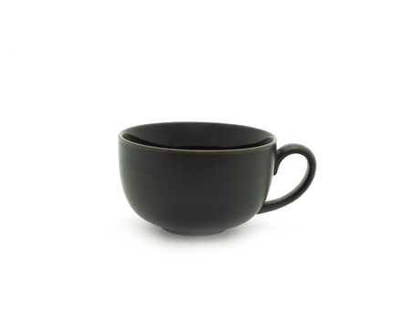 Black ceramic cup for tea or coffee, home appliance or restaurant isolated on a white background.
の写真素材
