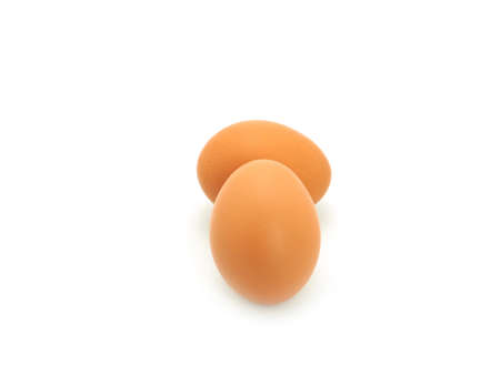 Two eggs isolated on white background. High protein and vitamins, food for good health.