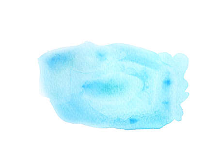 Hand-painted abstract blue watercolor on white paper background, for design, wallpaper, banners, text.の写真素材