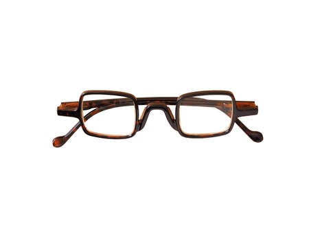 Tortoiseshell Vintage style square eyeglasses isolated on a white background.の写真素材