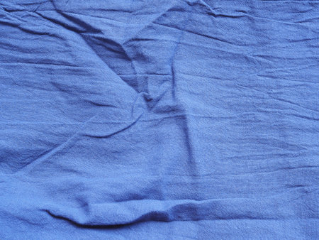 Background texture of fabric cotton linen blue color. Copy space for your text and design. Textile concept and soft backdrop, Flat layの写真素材