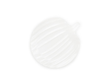 Top view, empty white leaves shape ceramic plate isolated on a white background. Use for home or restaurant, food design. Kitchen accessory.の写真素材