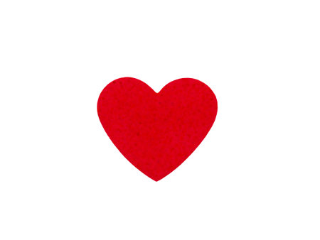Concept for love and encouragement. Red heart shape made of foam isolated on a white background.の写真素材