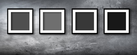 four modern frame on grey wallの写真素材