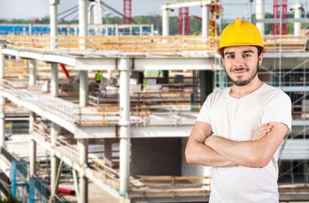 an young smiling worker