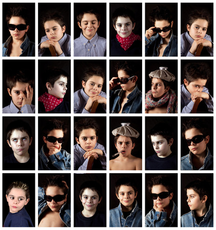 a collage of photographs with Caucasian boyの写真素材