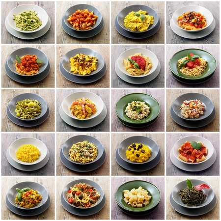 collage of original italian pastaの写真素材