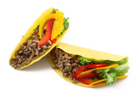 original mexican tacos on white backgroundの写真素材