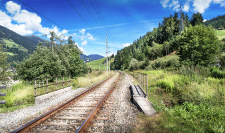 Train rails in Mountain landscape
