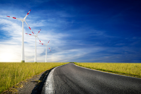 wind turbine on country backgroundの写真素材