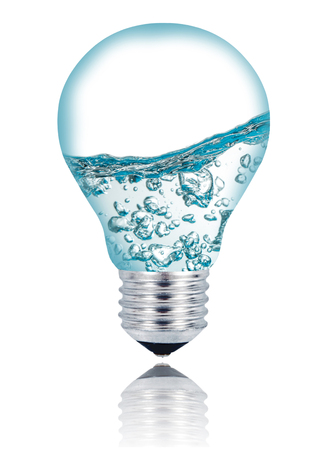 water light bulb on white backgroundの写真素材