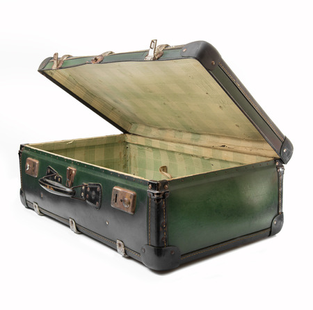Old suitcase on white backgroundの写真素材