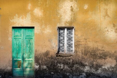 old typical vintage wooden door and windowの写真素材