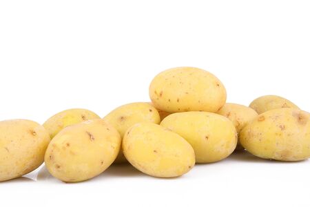 a fresh potatoes on white backgroundの写真素材