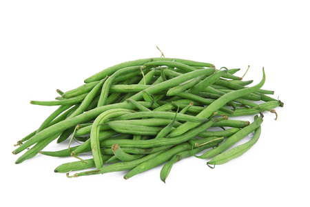 fresh green beans on white background