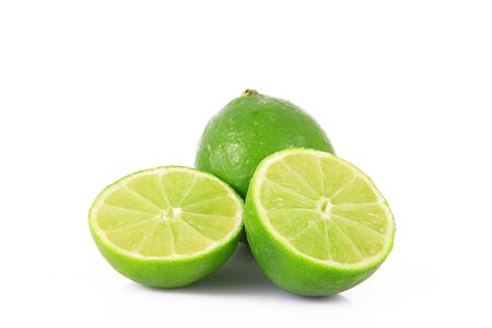 fresh lime on white backgroundの写真素材