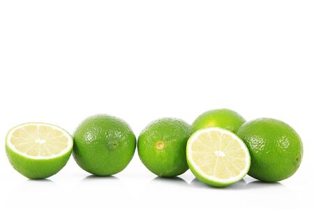 fresh lime on white backgroundの写真素材