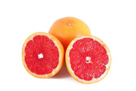 fresh grapefruit on white backgroundの写真素材