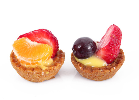 delicious fruit pastries on white backgroundの写真素材