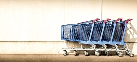 Shopping carts outside the supermarketの写真素材