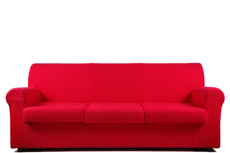 red sofa on white backgroundの写真素材