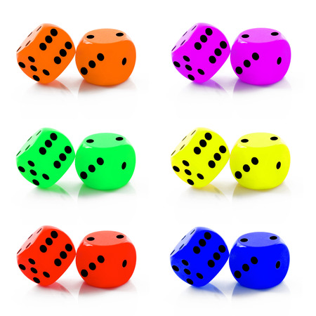 dice collage on white background
